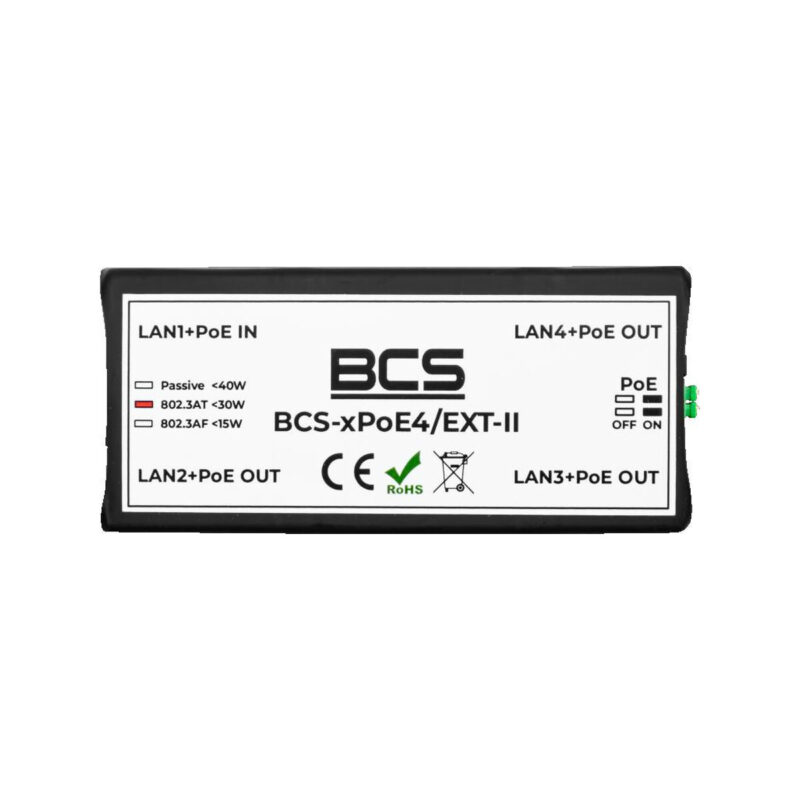Niezarządzalny extender sieciowy PoE BCS POWER BCS-xPoE4/EXT-II