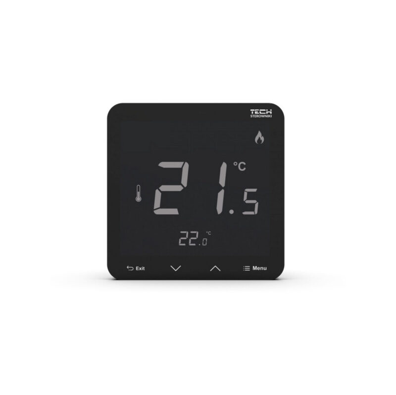 Bezprzewodowy regulator pokojowy czarny R-8S PLUS Tech Sterowniki