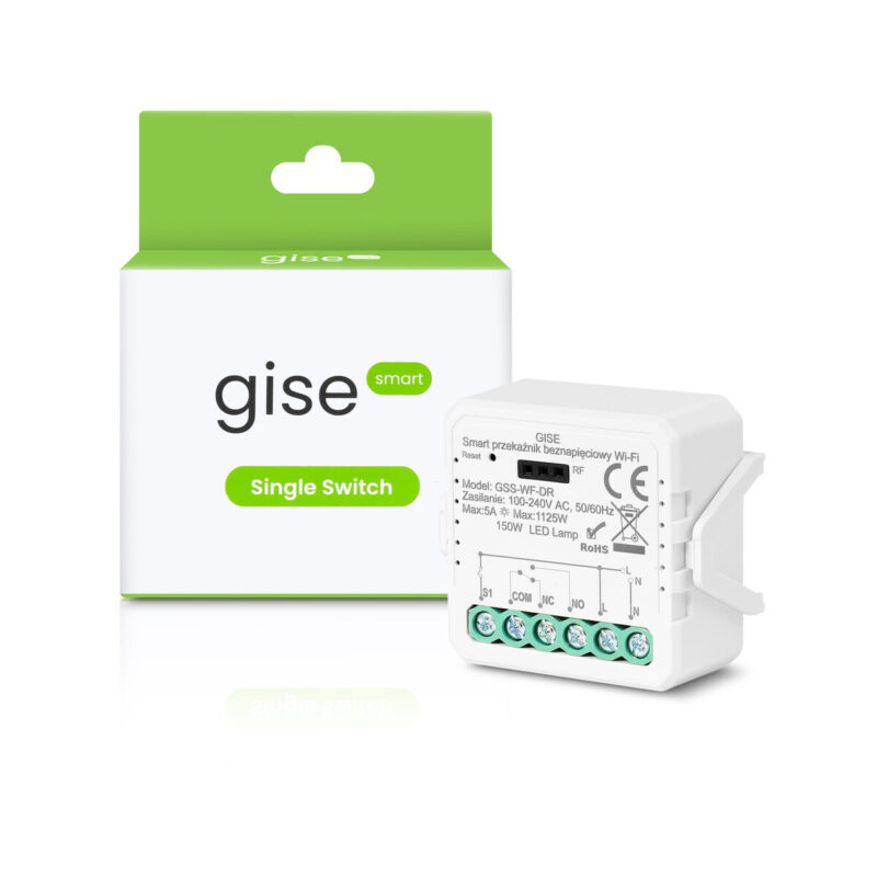 GISE Smart Pojedynczy moduł przekaźnikowy bezpotencjałowy WiFi | Tuya | GSS-WF-DR