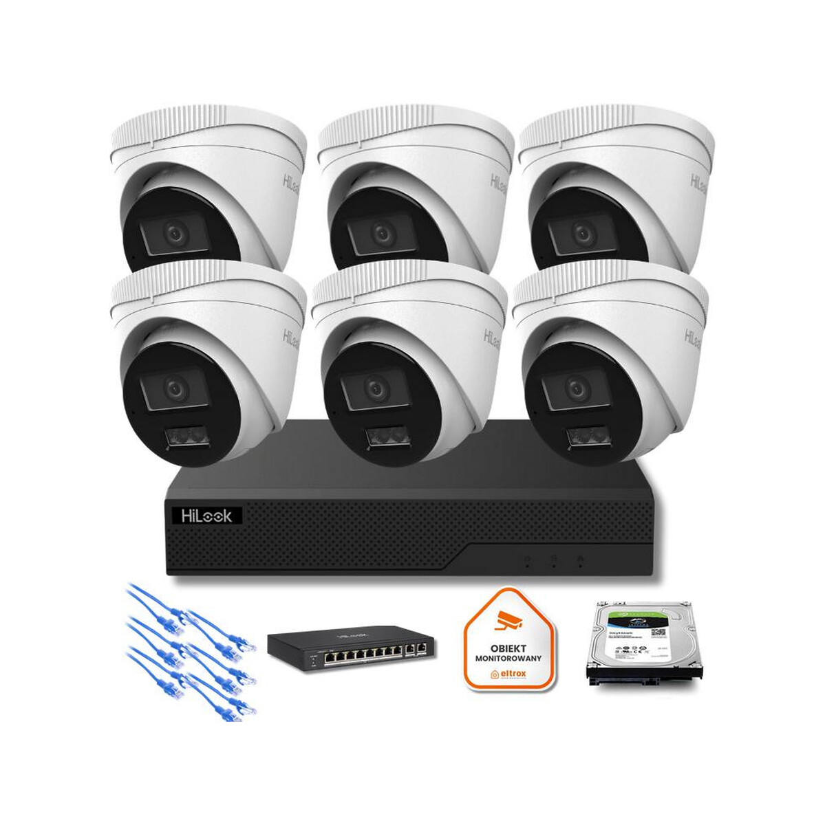 Zestaw monitoringu IP Hilook 6x kamer IPC-T260HA-LU 6MP Smart-hybrid Light