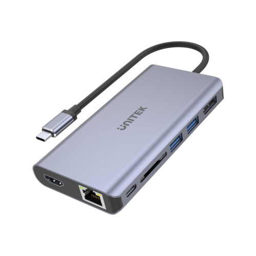 Adapter Unitek D1056A Hub USB-C 2x USB 3.1 HDMI DP RJ45 czytnikSD