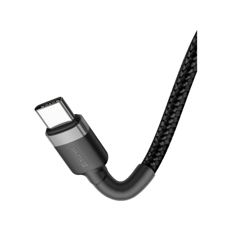 KABEL USB-C / USB-C Baseus Cafule CATKLF-HG1 200cm 60W 3A PD 2.0 QC 3.0 CZARNO-SZARY W OPLOCIE
