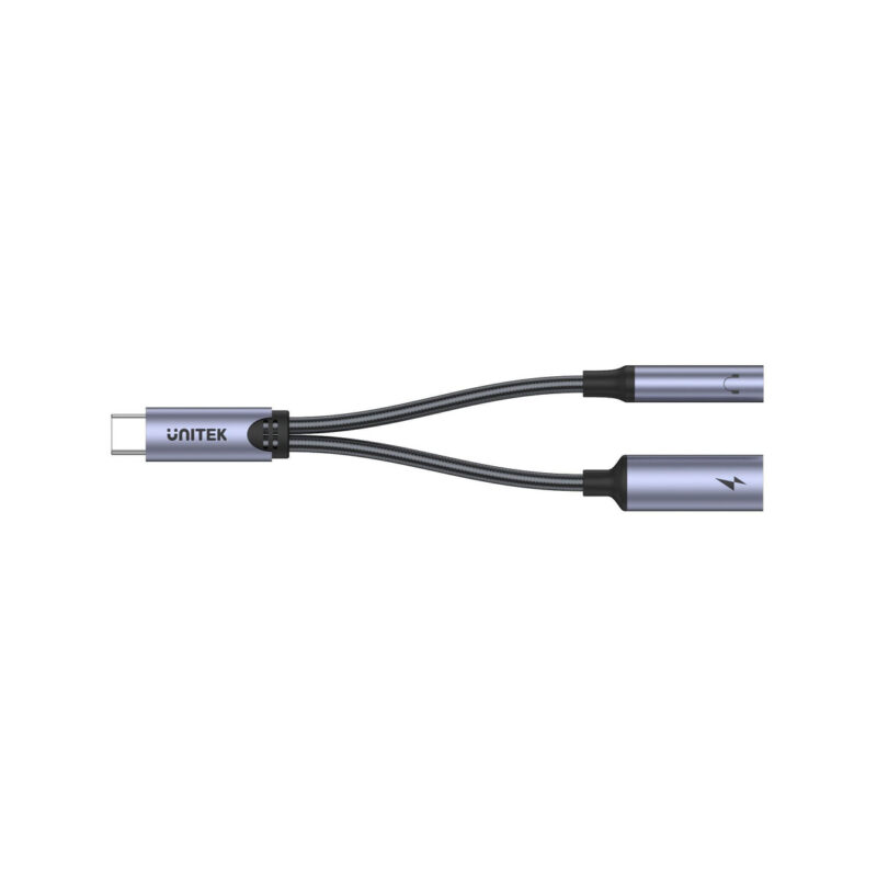 Unitek Adapter USB-C na minijack 3,5mm i USB-C 60W