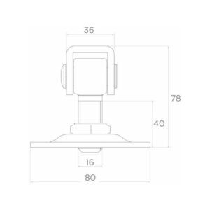 Zawias PSG 61.018.01 z szyldem 80x80x3mm - gwint M16 (regulowany, ucho ocynkowane)