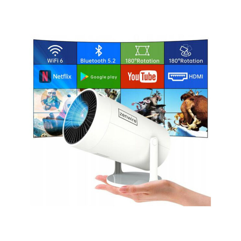Przenośny Projektor Zenwire R1 Full HD Android Wifi Bluetooth Obrotowy