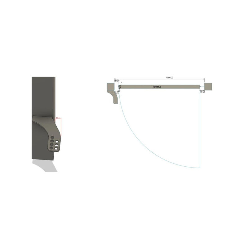 Uchwyty MOD.100/12/36 na słupek do napędów z otworami 12mm: CAME, FAAC, Genius, Proxima itd.