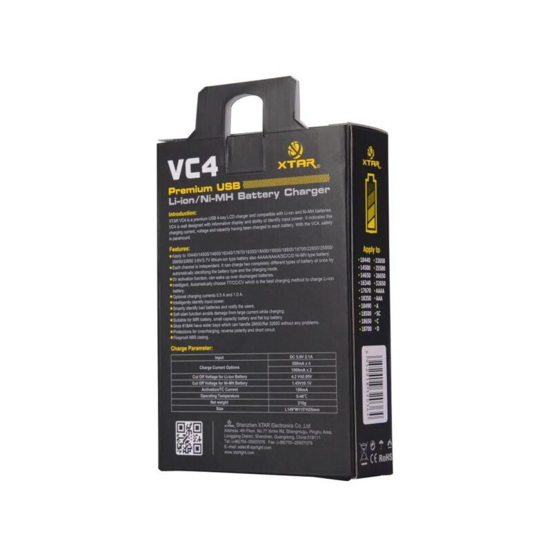Ładowarka do akumulatorów cylindrycznych Li-ion / Ni-MH AA / AAA / 18650 Xtar VC4