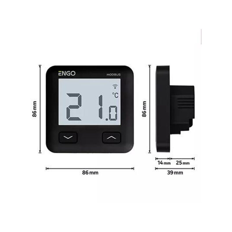 ENGO Controls E10-MBUSB - Regulator temperatury, MODBUS, 230V, czarny, Internetowy, podtynkowy, Wi-Fi