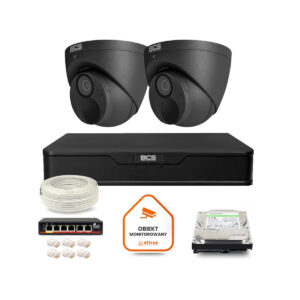 Zestaw monitoringu IP BCS Point 2x Kamera BCS-P-EIP28FWR3-Ai2-G Rejestrator z dyskiem