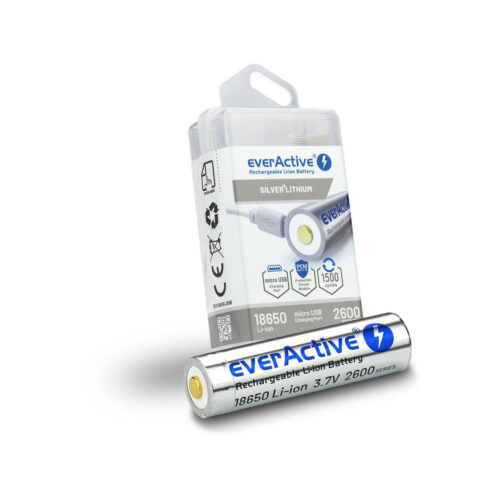 Akumulator 18650 Li-Ion 3,7V everActive 2600mAh (1 szt.) micro-USB z zabezpieczeniem