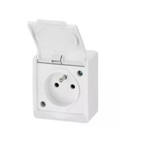 HERMES BIAŁY GNIAZDO NT 1X Z/U Z KLAPKĄ IP44 ZACISKI ŚRUBOWE 16A 250V 0321-02