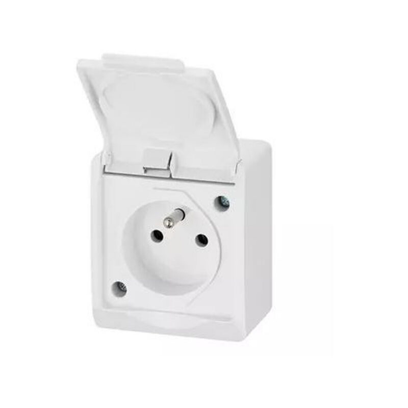 HERMES BIAŁY GNIAZDO NT 1X Z/U Z KLAPKĄ IP44 ZACISKI ŚRUBOWE 16A 250V 0321-02