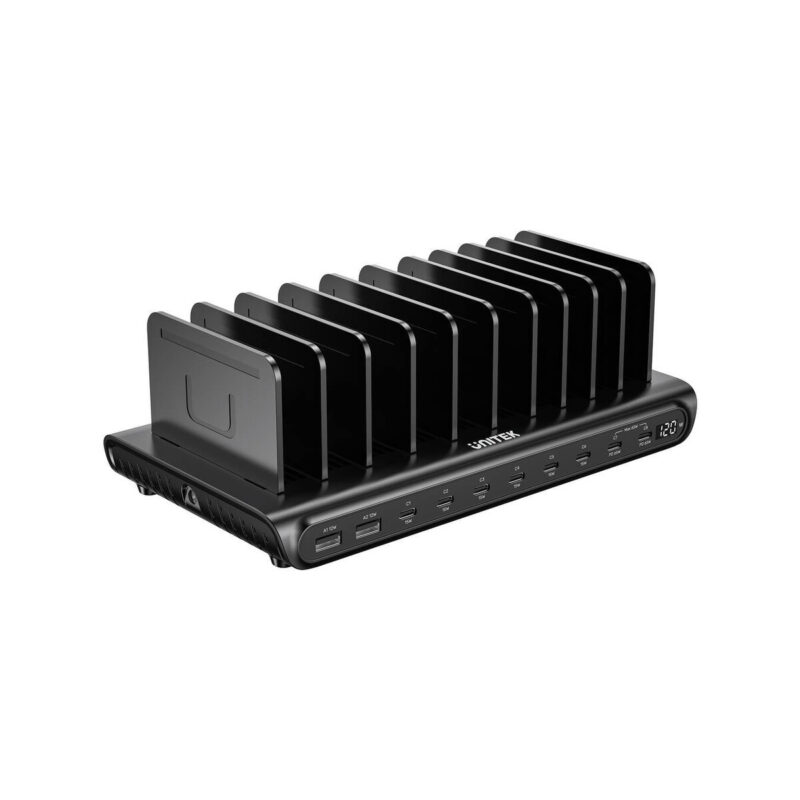 Unitek 10-portowa stacja ładowania 2 x USB-A 15W, 8 x USB-C PD 65W, 120W