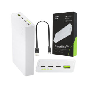 POWERBANK Green Cell PowerPlay20S 20000mAh PD 22,5W QC 3.0 3x USB-C BIAŁY