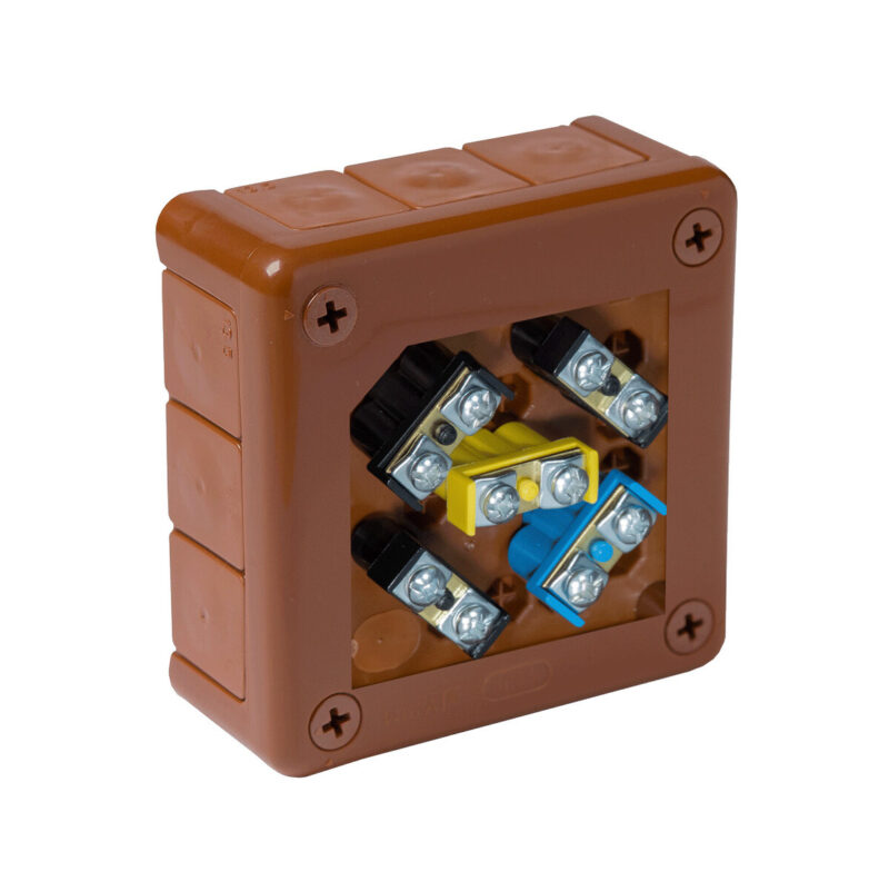 Puszka natynkowa z zaciskami 12 wlotów VIPLAST VP-41 BRĄZOWA IP55 98x98x42mm 041-52