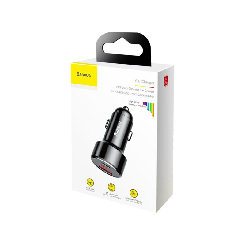 ŁADOWARKA SAMOCHODOWA Baseus Magic CCMLC20C-01 45W 6A 1x USB-A 1x USB-C QC 3.0