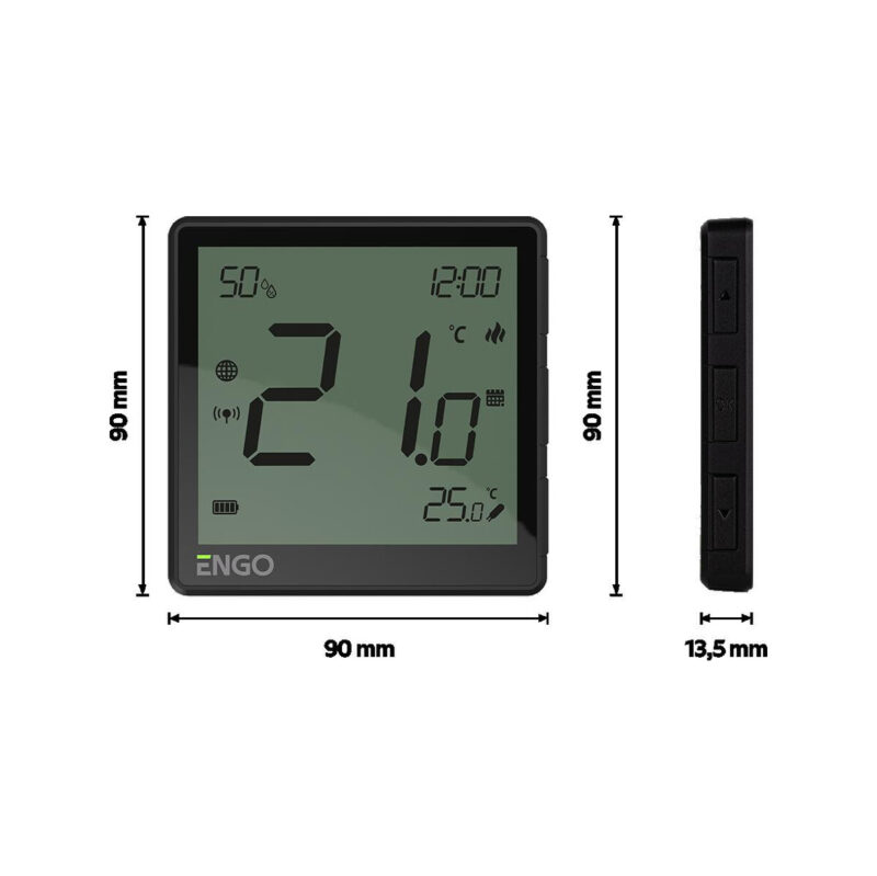 ENGO Controls EONE-BATB - Regulator temperatury, bateryjny (Li-Ion), czarny, Internetowy, akumulatorowy, ZigBee, natynkowy
