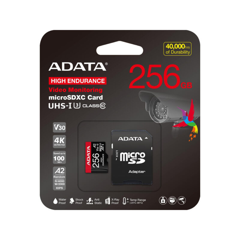 Adata Karta microSD High Endurance 256GB UHS1 U3 V30 A2 100/85MB/s + Adapter