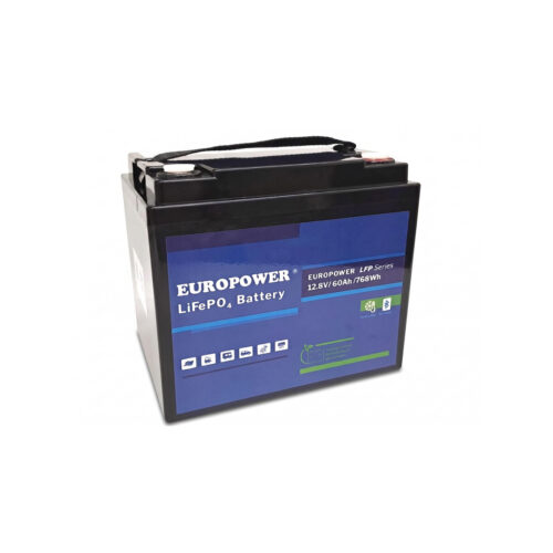 Akumulator LiFePO4 EUROPOWER serii LFP 12,8V 60Ah Bluetooth, mata grzewcza (Żywotność ~4000 cykli)
