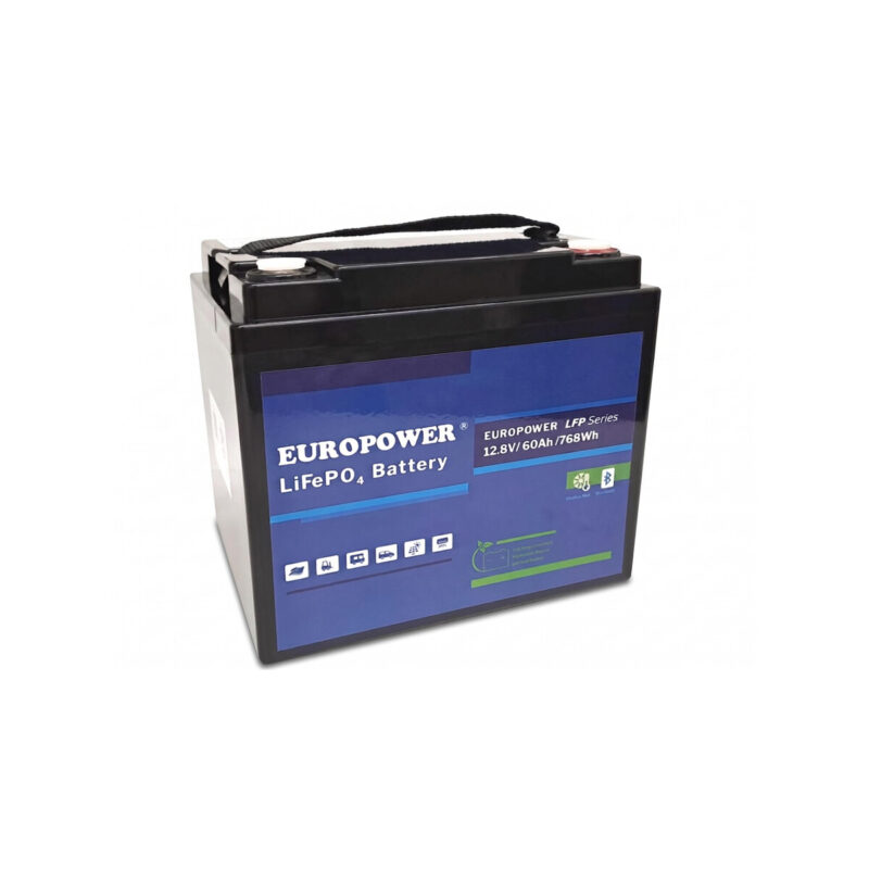 Akumulator LiFePO4 EUROPOWER serii LFP 12,8V 60Ah Bluetooth, mata grzewcza (Żywotność ~4000 cykli)