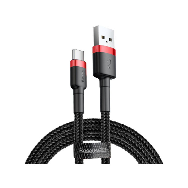 KABEL USB-A / USB-C Baseus Cafule CATKLF-U91 300cm 2A QC 3.0 CZARNO-CZERWONY W OPLOCIE