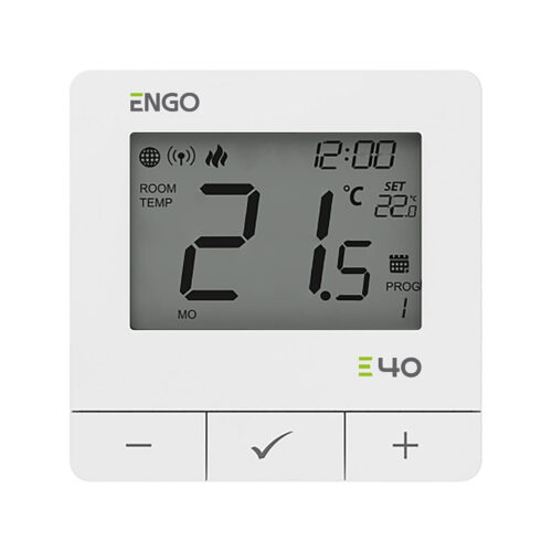 ENGO Controls E40-230W - Programowany, Internetowy natynkowy regulator temperatury ZigBee/868MHz, 230V, biały