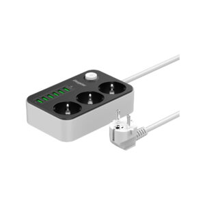 LISTWA ZASILAJĄCA Z WYŁĄCZNIKIEM Energizer 3x SCHUKO 6x USB-A 2500W 10A KABEL 2M