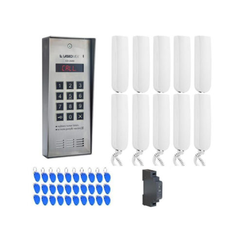 LASKOMEX SYSTEM DOMOFONU 10 LOKATORÓW, 1 WEJŚCIE