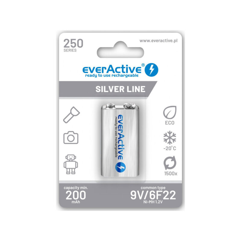 Akumulatorek 6F22 Ni-MH everActive 9V 250mAh Silver Line (1 szt.)