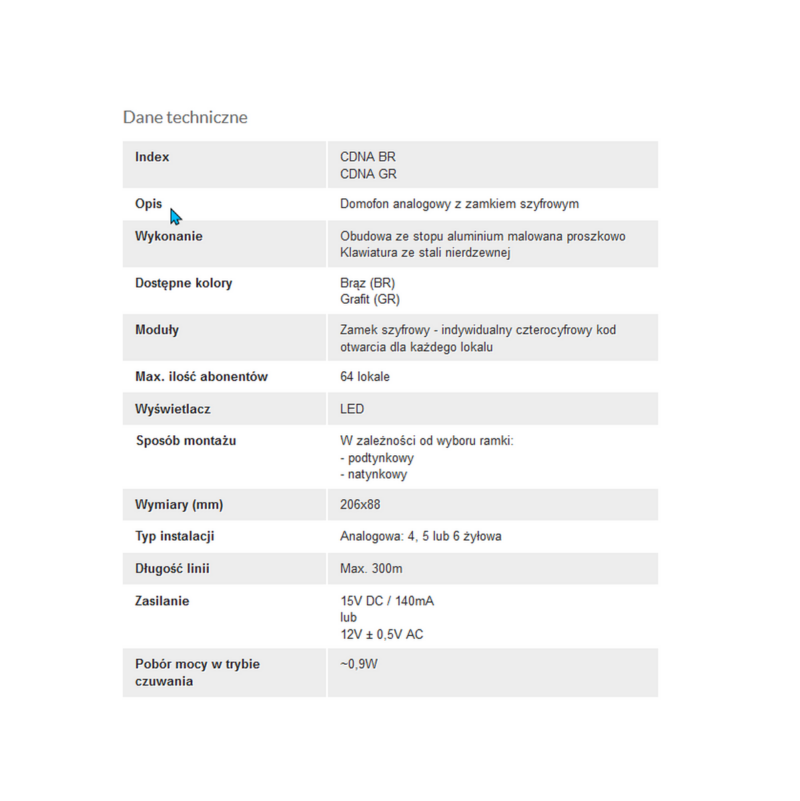 aco_cdna_gr_centrala_domofonowa_do_instalacji_analogowych_1f4d22d586340 ACO CDNA GR Centrala domofonowa do instalacji analogowych,
bez modułów dzwonienia