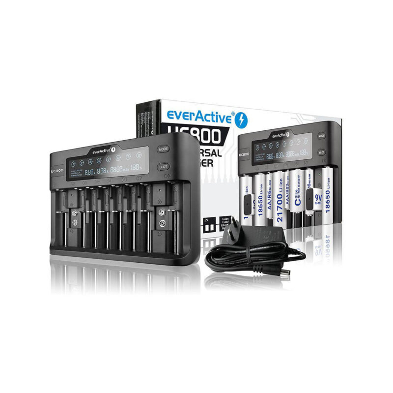 Ładowarka do akumulatorków cylindrycznych Li-ion oraz Ni-MH everActive UC-800