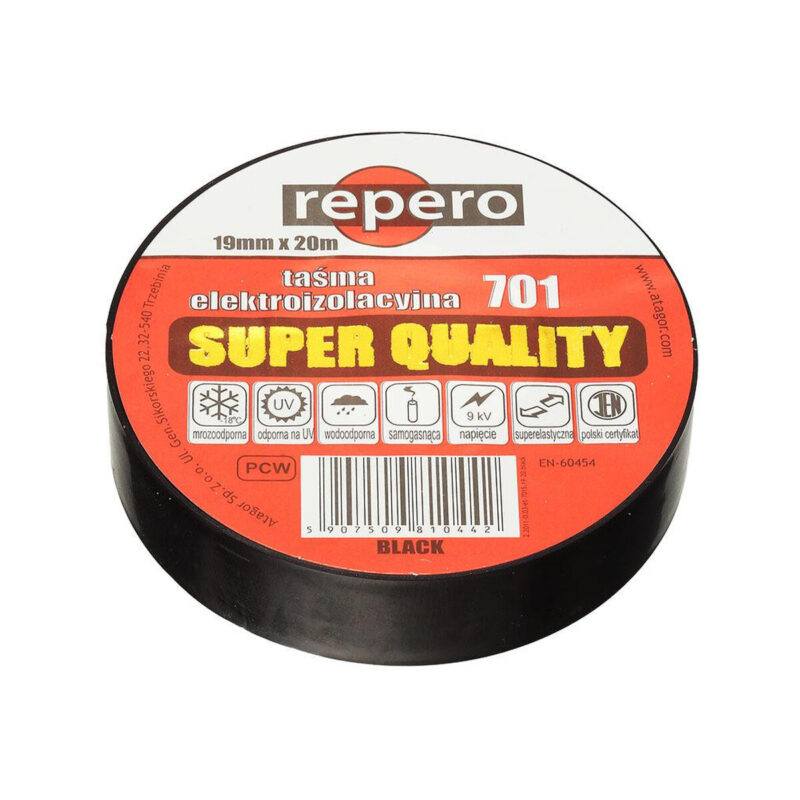 TAŚMA IZOLACYJNA REPERO 701 CZARNA 19MMX20M