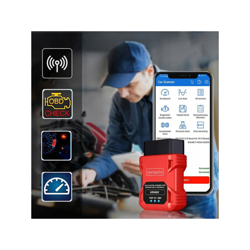 Interfejs Tester Skaner Diagnostyczny OBD2 ELM327 VDiagX V016 Zenwire
