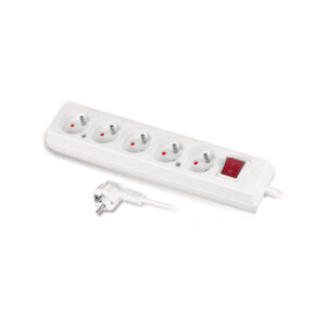 Przedłużacz z pięciokrotnym gniazdem z wyłącznikiem 3x2p+Z 10A 5m biały
