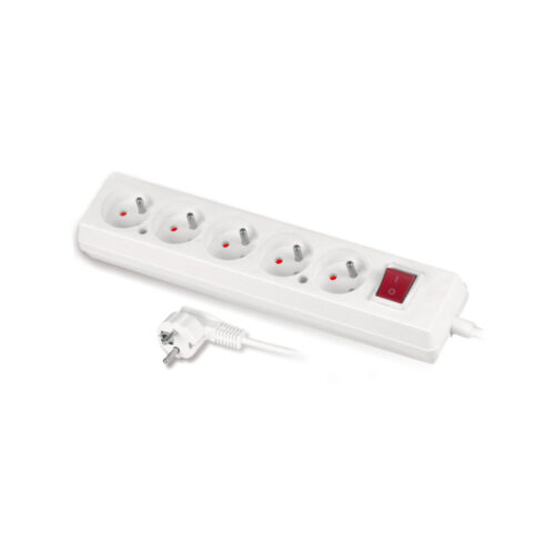 Przedłużacz z pięciokrotnym gniazdem z wyłącznikiem 3x2p+Z 10A 5m biały