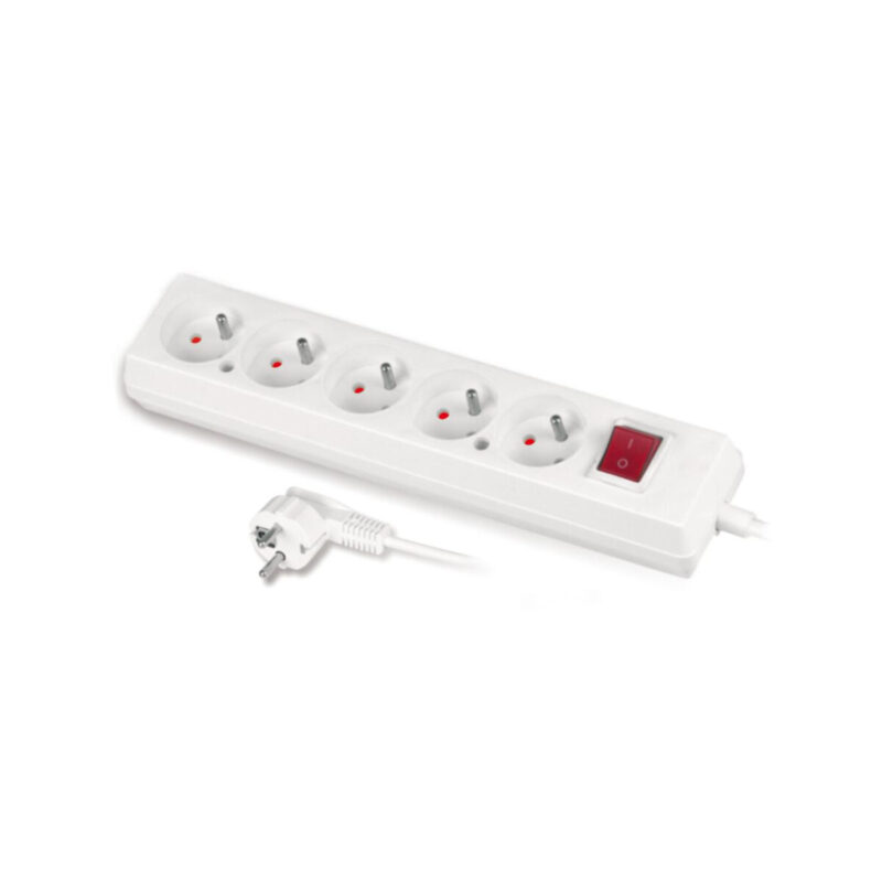 Przedłużacz z pięciokrotnym gniazdem z wyłącznikiem 3x2p+Z 10A 1,5m biały