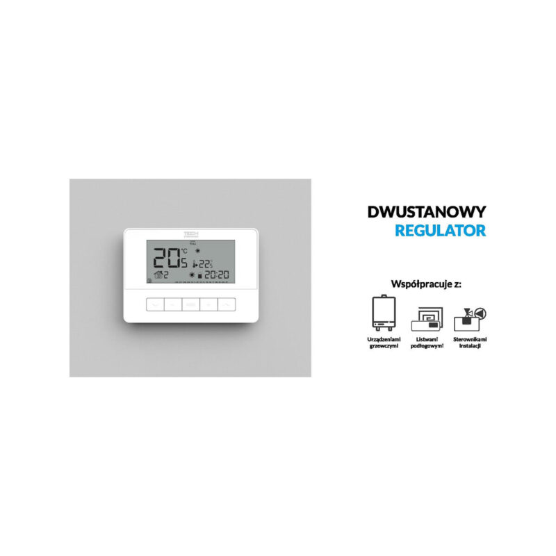 Przewodowy regulator pokojowy biały T-4.1 Tech sterowniki