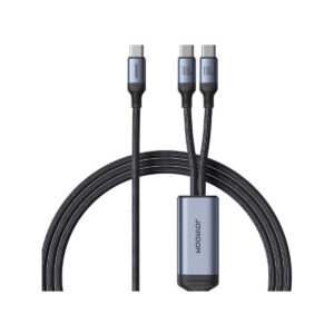 Kabel 2w1 USB-C / 2x USB-C Joyroom Speedy SA21-1T2 150cm 100W w oplocie czarny