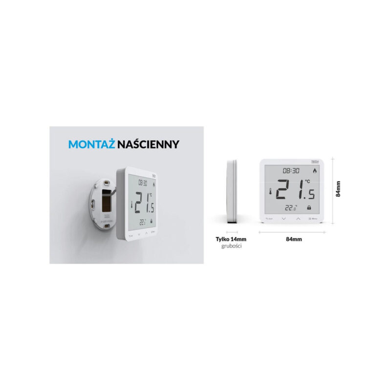 Przewodowy regulator pokojowy czarny R-10S PLUS Tech Sterowniki