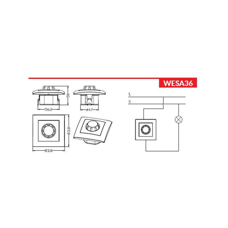 Ściemniacz obrotowy LED  200/600W VCX WESA LC 36A Biały