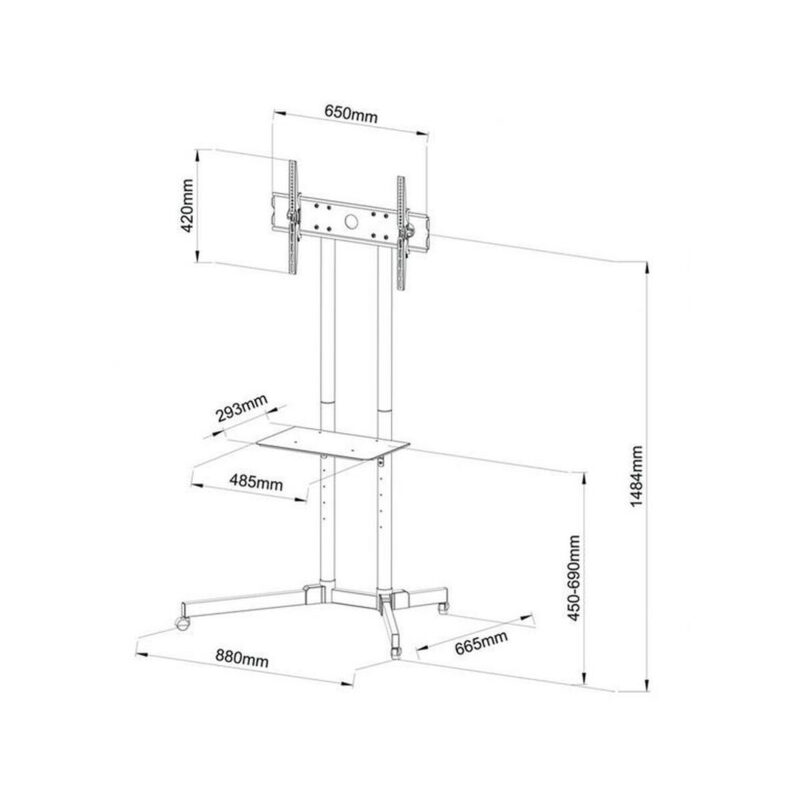 STOLIK/WÓZEK NA KÓŁKACH+UCHWYT DO TV 30-65" 60KG S-08A ART