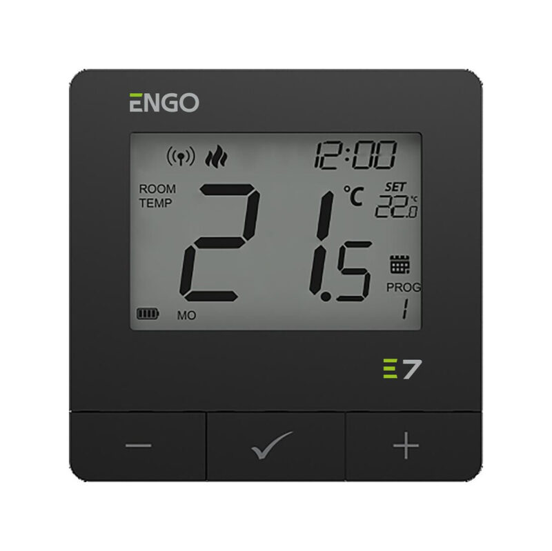 ENGO Controls E7-RFB - Programowany, bezprzewodowy regulator temperatury, czarny