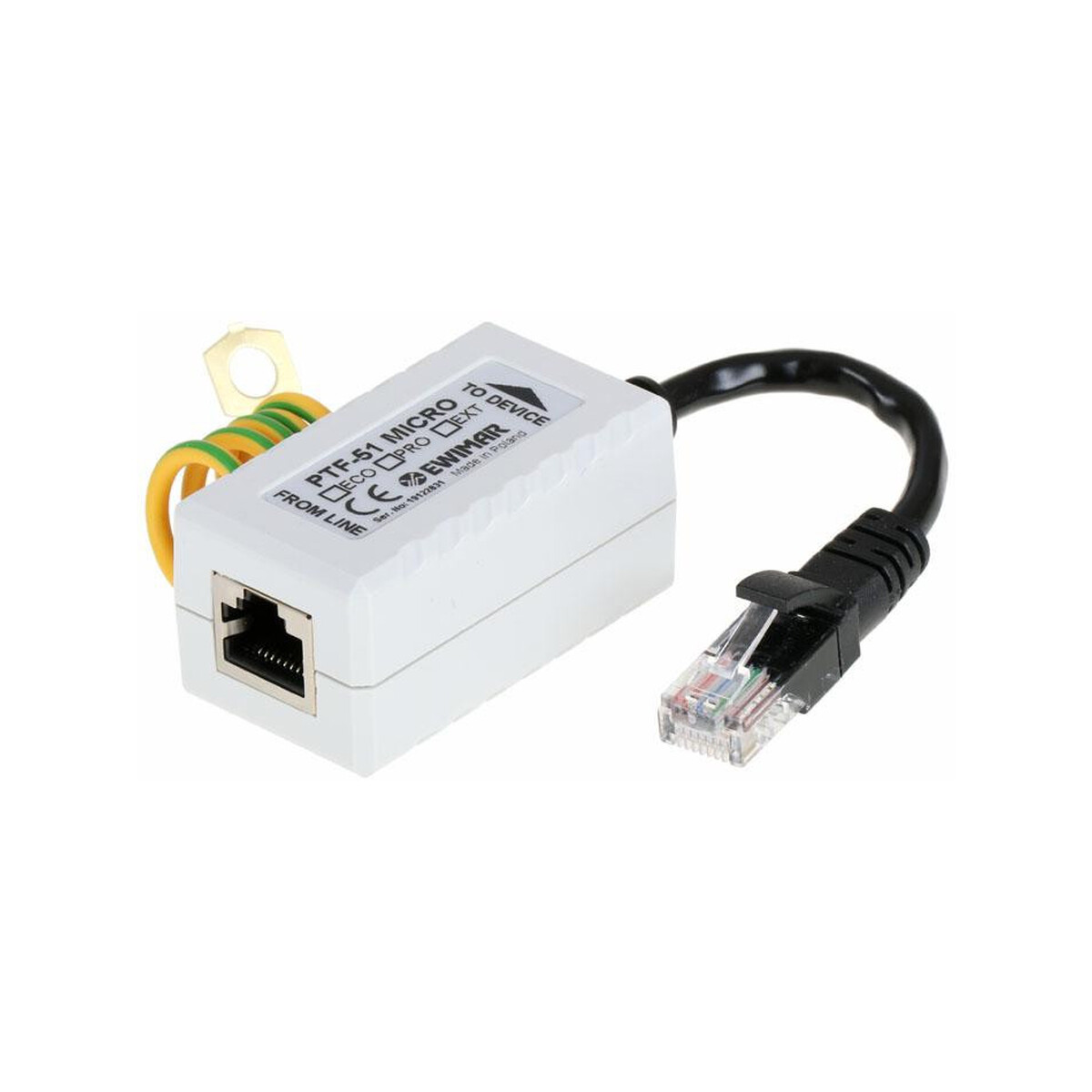 Miniaturowy ogranicznik przepięć do ochrony sieci LAN, EWIMAR PTF-51-PRO/PoE/Micro