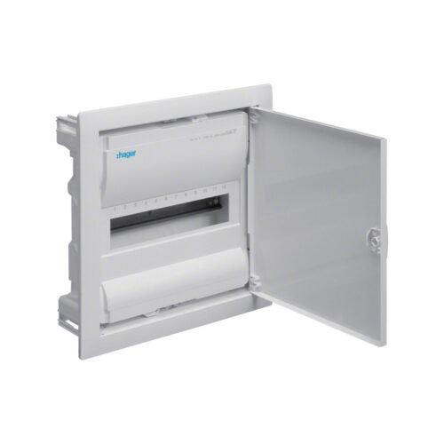 Rozdzielnica podtynkowa z drzwiami metalowymi, 1 rząd, 12 modułów, IP30, HAGER Volta VU12NE