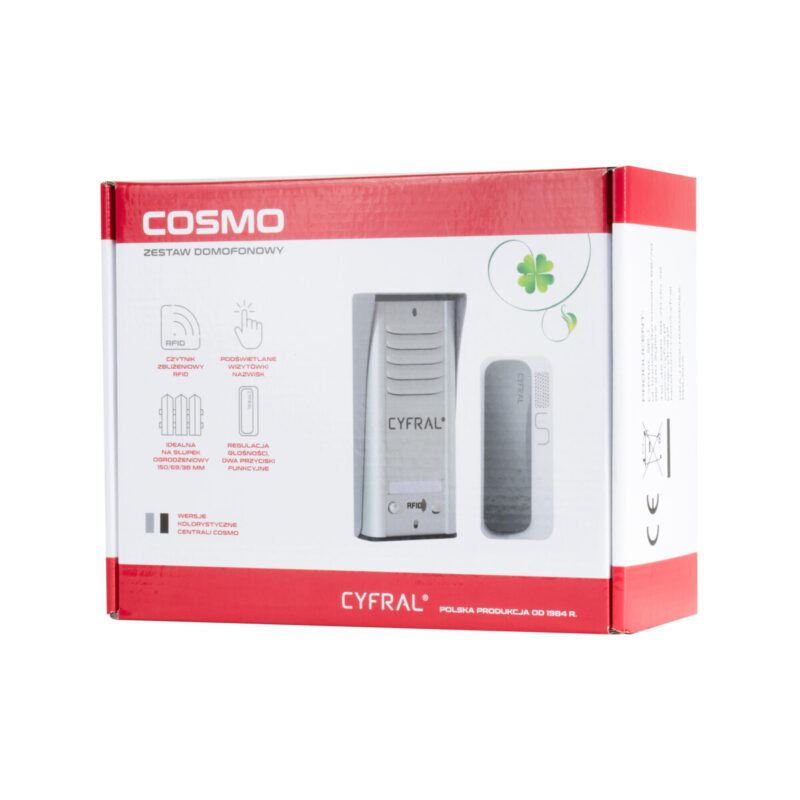 DOMOFON CYFRAL COSMO 1-LOKATORSKI KASETA CZARNA/UNIFON CZARNY