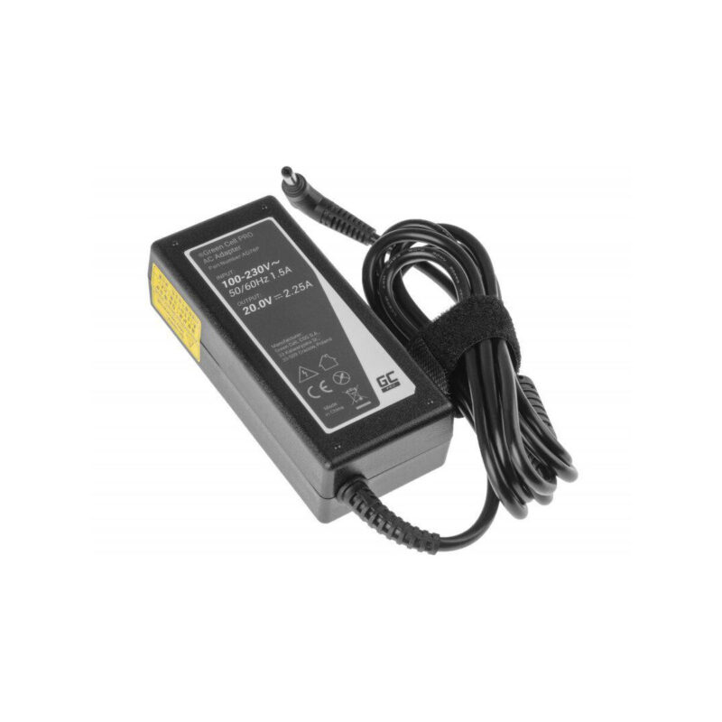 ZASILACZ ŁADOWARKA DO LAPTOPA LENOVO Green Cell PRO AD76P 20V 2,25A 45W 4,0mm/1,7mm