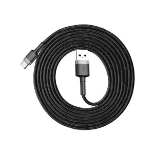 KABEL USB-A / USB-C Baseus Cafule CATKLF-CG1 200cm 2A QC 3.0 CZARNO-SZARY W NYLONOWYM OPLOCIE