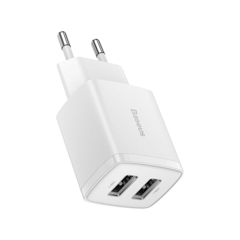 ŁADOWARKA SIECIOWA Baseus Compact Charger CCXJ010202 10.5W 2x USB-A BIAŁA