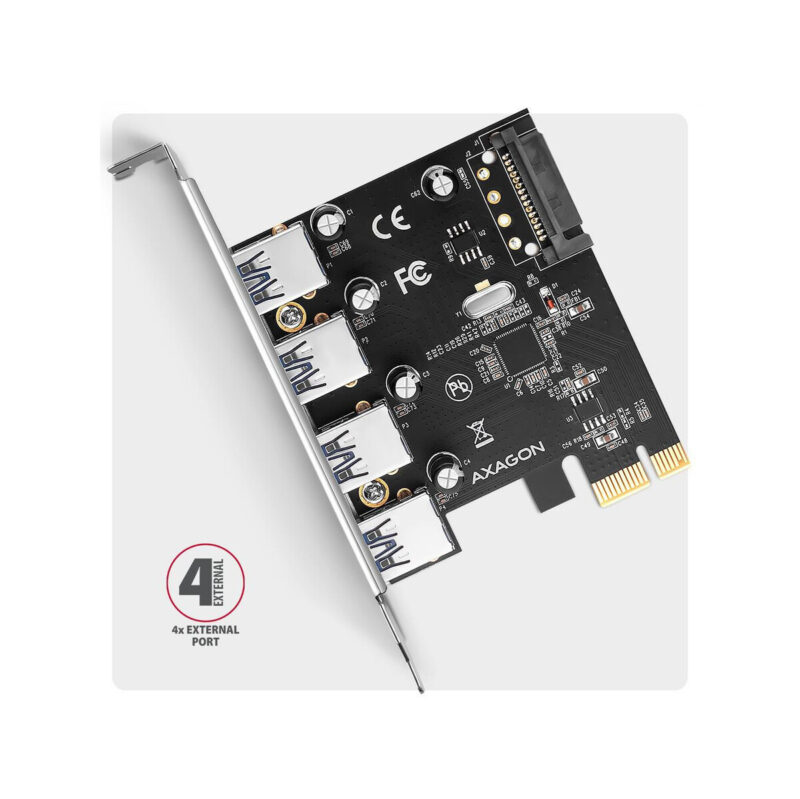 Kontroler Axagon PCEU-430RS PCIe 4x port USB 3.2 GEN 1 15-pin SATA
