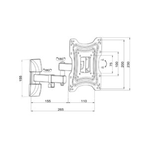 UCHWYT DO TV LCD/LED 10-42" 15KG AR-83 ART reg.pion/poziom 26,5cm